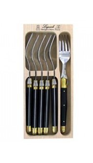 Laguiole 6 Piece Fork Set Black & Brass